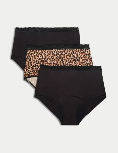 Marks & Spencer 3pk Heavy Absorbency Period Full Briefs Black Mix