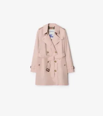 Short Tropical Gabardine Kensington Trench Coat in Pale sugar pink