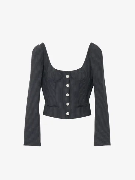 Pinstriped Fitted Jacket