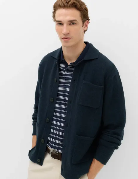 Marks & Spencer Lofty Utility Button Through Cardigan Navy