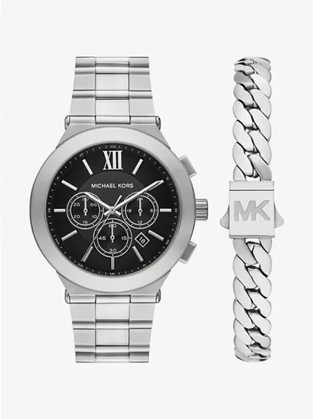 Oversized Billie Silver-Tone Watch and Bracelet Gift Set