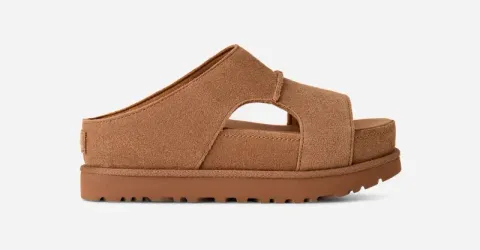 Goldenstar Hi Cutout Slide Sandal, Suede/Polyester