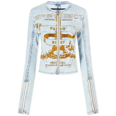 Fitted Paris' Best Zip Denim Jacket