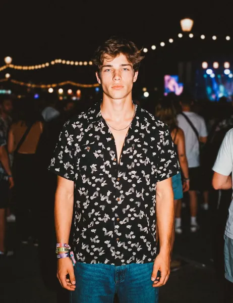 Superdry & Co Cotton Linen Blend Floral Beach Shirt Black