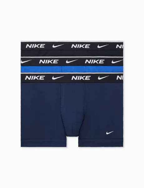 Nike 3 Pack Cotton Rich Stretch Trunks Navy Mix