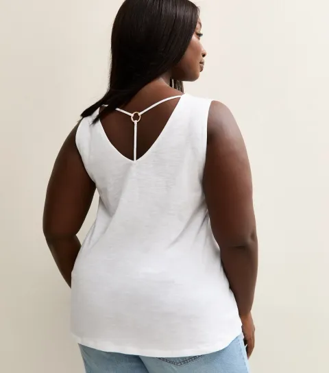 New Look Women's Plus Size White Relaxed V-Neck Vest Curves