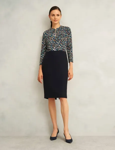 Hobbs Knee Length Pencil Skirt Navy