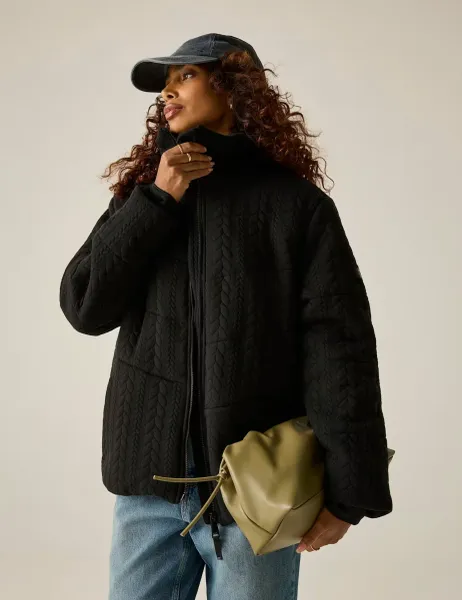 Regatta Amaryl Textured Funnel Neck Padded Jacket Black