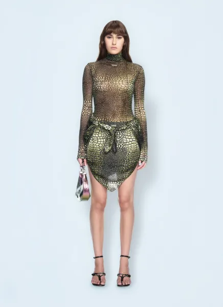 Stamp Crocodile Mesh Top