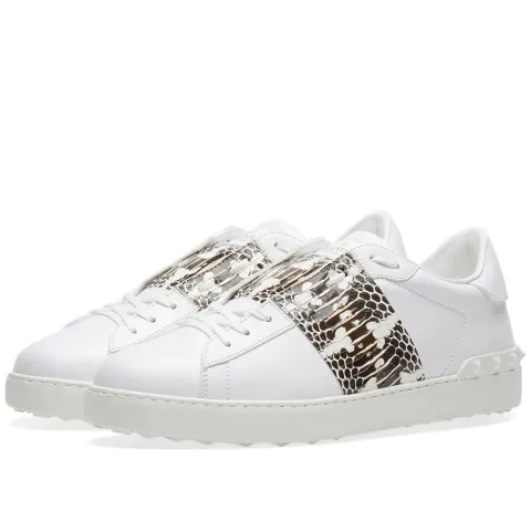 Open Low Top Snakeskin Sneaker