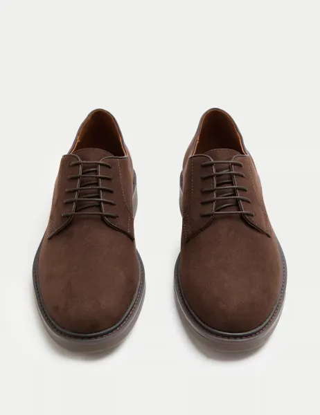 Marks & Spencer Suedette Derby Shoes Brown