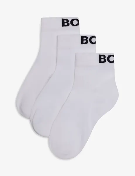 3 Pack Cotton Rich Logo Ankle Socks White