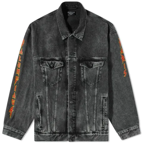 Metal Back Logo Denim Oversized Jacket
