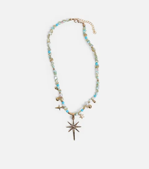 Turquoise Beaded Star Pendant Necklace