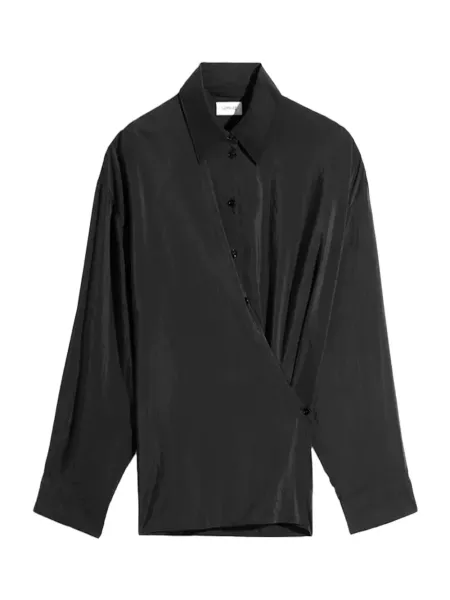 Straight Collar Twisted Shirt Black