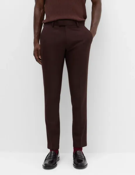 Marks & Spencer Slim Fit Twill Suit Trousers Bordeaux