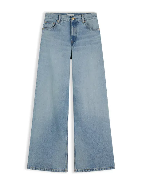 High Waisted Wide Leg Jeans Mid Blue