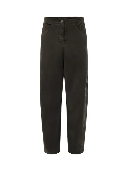 Cotton Velvet Tapered Leg Trousers - Choco