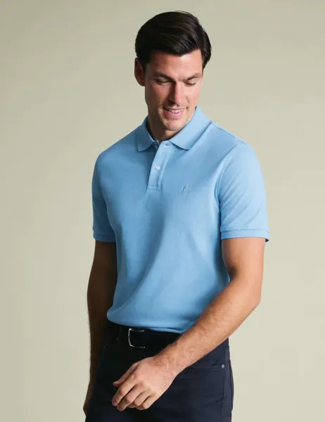 Charles Tyrwhitt Cotton Rich Pique Polo Shirt Blue