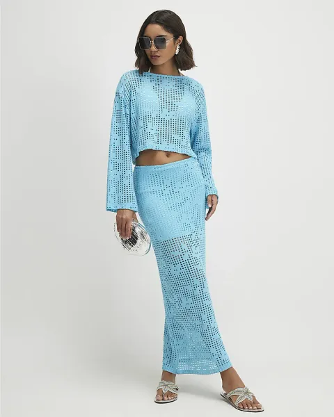 River Island Crochet Maxi Skirt