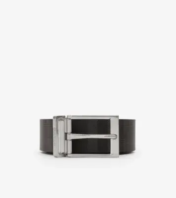 Reversible Check Belt in Iron grey/black/palladium - Men, Cotton, Technical