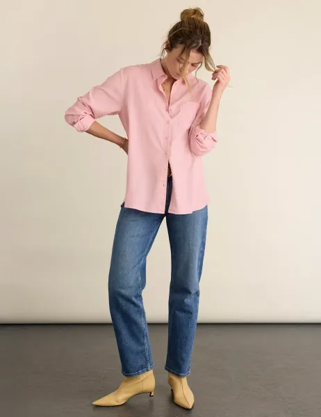 BAUKJEN Pure Lyocell Collared Relaxed Shirt Pink