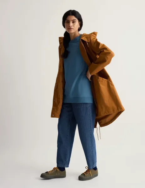 Seasalt Cornwall Linen Rich Waterproof Hooded Longline Coat