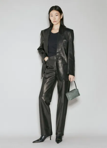 Fly Leather Wide Leg Pants