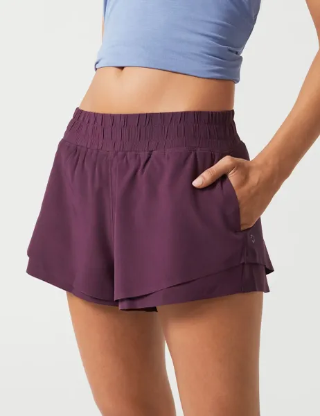Lilybod Sydney Elasticated Waist Running Shorts Plum