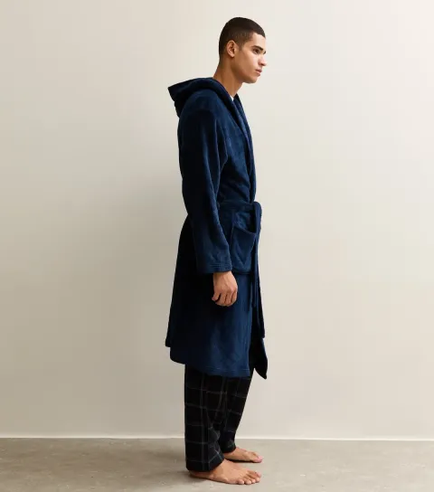 New Look Men's Navy Relaxed Hooded Dressing Gown