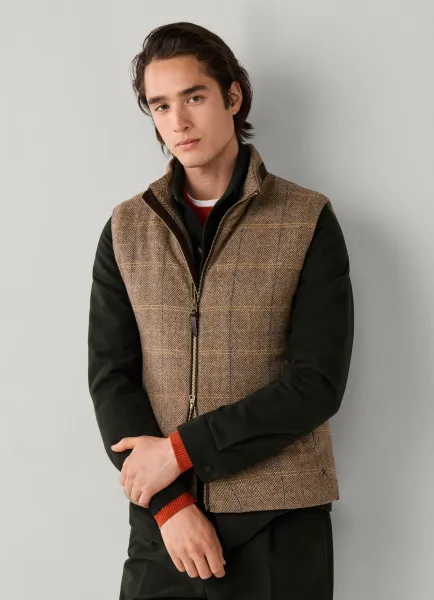 Hackett Wool Blend Tattersall Padded Gilet