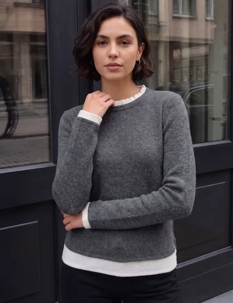 Roman Frill Detail Top Grey