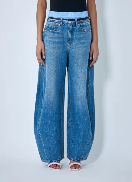 Wide-Leg Denim Trousers