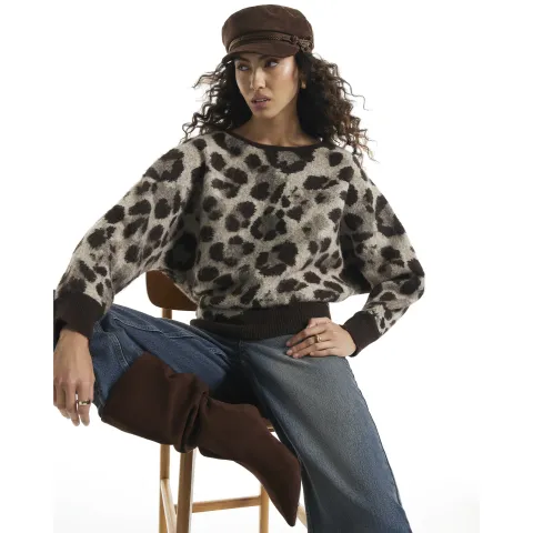 River Island Leopard Cosy Knit Jumper