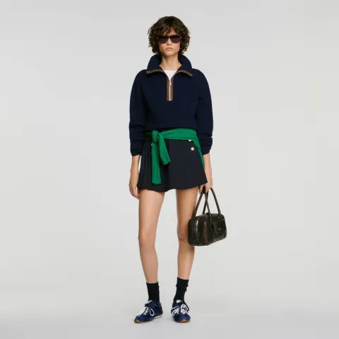 SANDRO Wool and cashmere half-zip jumper