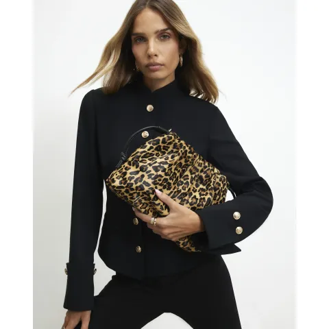 River Island Leopard Print Hair On Leather Pouch