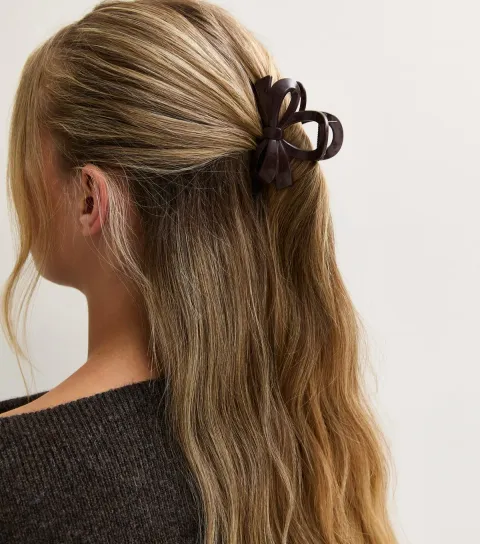 New Look Dark Burgundy Large Bow Hair Claw Clip
