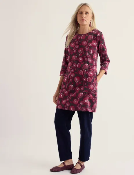 Seasalt Cornwall Pure Cotton Floral Print Relaxed Tunic Pink Mix