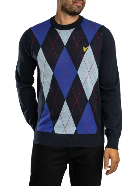 Lyle & Scott Argyle Knitted Crew Neck Knit