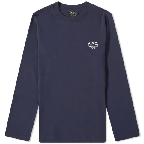 A.P.C. Long Sleeve Olivier Embroidered Logo T-Shirt
