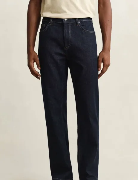 Gant Regular Fit Clean Wash 5 Pocket Jeans Dark Navy