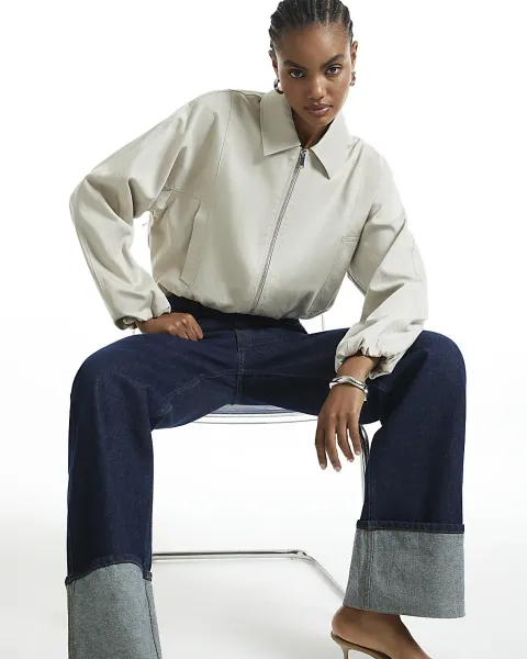 River Island Cotton Blend Harrington Jacket