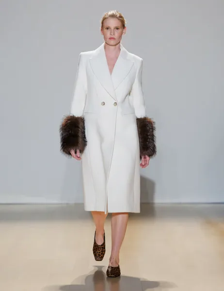 Marks & Spencer Double Breasted Longline Overcoat Ivory