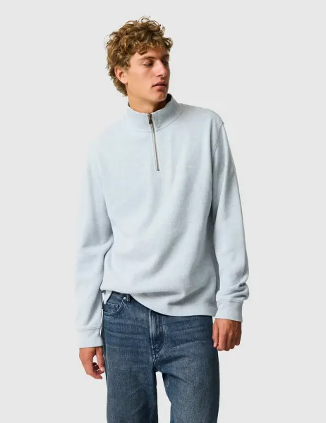 Rodd & Gunn Alton Ave Pure Cotton Half Zip Sweatshirt Pale Blue