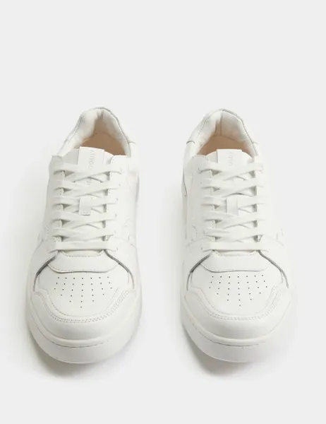 Autograph Lace Up Court Leather Trainers White
