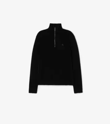 Cashmere Blend Half-zip Sweater in Black