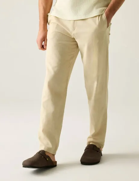 Regatta Hadlin Cotton Linen Blend Trousers Cream Mix