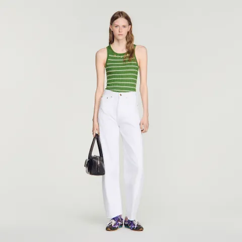 Striped vest top with tassels