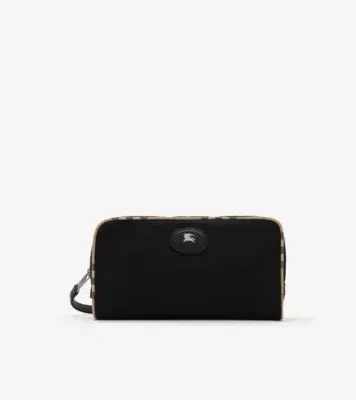 Medium Check Trim Travel Pouch in Black - Men, Technical