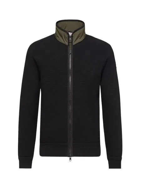 Men Zip-Up Cotton Cardigan Black